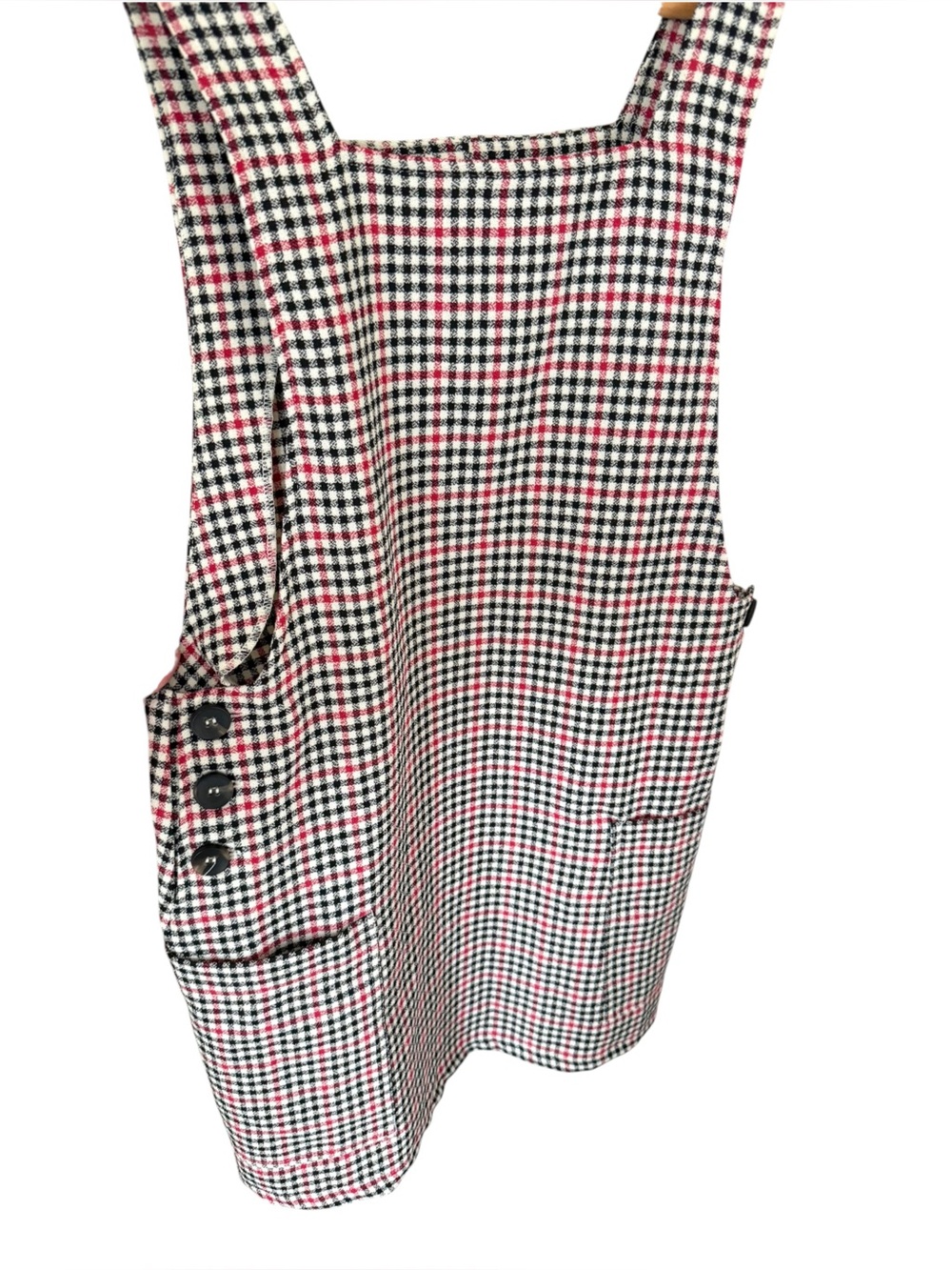 Urban Outfitters Checked Pinafore Dress in Red, Black & White